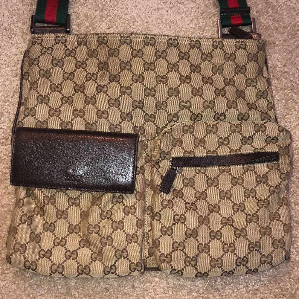 Authentic Gucci Monogram Messenger Bag